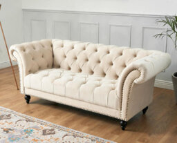 Bravich Cambridge Chesterfield 3 Seater Sofa - Velvet Cream - thumbnail 6