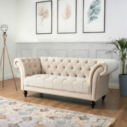 Bravich Cambridge Chesterfield 3 Seater Sofa - Velvet Cream - thumbnail 5