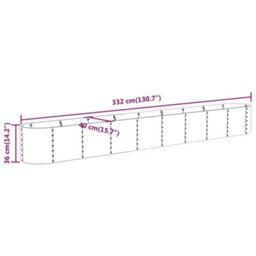 Berkfield Durable Garden Planter Powder-Coated Steel 332X40X36 Cm Silver - thumbnail 6