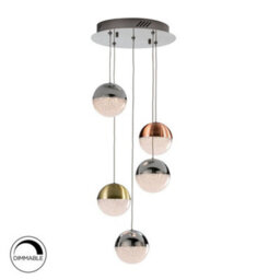 Luminosa Lighting Luminosa Sphere Integrated Led Cluster Drop Ceiling Pendant Chrome, Brass, Copper - Uk Stock - thumbnail 2