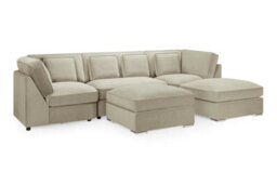 Belgravia Beige Velvet Fabric Corner U Shape Sofa - thumbnail 2