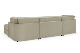 Belgravia Beige Velvet Fabric Corner U Shape Sofa - thumbnail 3
