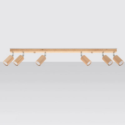 Luminosa Lighting Luminosa Berg Ceiling 6 Spotlight Bar, Natural Wood, 120Cm - image 1