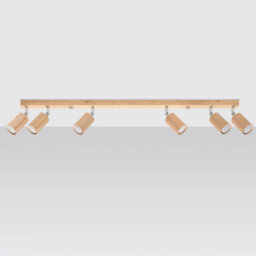 Luminosa Lighting Luminosa Berg Ceiling 6 Spotlight Bar, Natural Wood, 120Cm - thumbnail 1