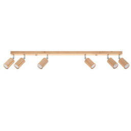 Luminosa Lighting Luminosa Berg Ceiling 6 Spotlight Bar, Natural Wood, 120Cm - thumbnail 3