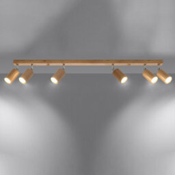 Luminosa Lighting Luminosa Berg Ceiling 6 Spotlight Bar, Natural Wood, 120Cm - thumbnail 2