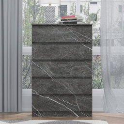 Zita Grey Marble Effect 5 Drawer Chest - Modern Storage Unit, (L) 40Cm X (W) 70Cm X (H) 107Cm, Stylish Bedroom Storage - thumbnail 9