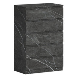 Zita Grey Marble Effect 5 Drawer Chest - Modern Storage Unit, (L) 40Cm X (W) 70Cm X (H) 107Cm, Stylish Bedroom Storage - thumbnail 5