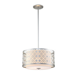 Luminosa Lighting Elstead Ziggy 2 Light Cylindrical Pendant Ceiling Light, Lacquered Silver