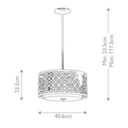 Luminosa Lighting Elstead Ziggy 2 Light Cylindrical Pendant Ceiling Light, Lacquered Silver - thumbnail 7