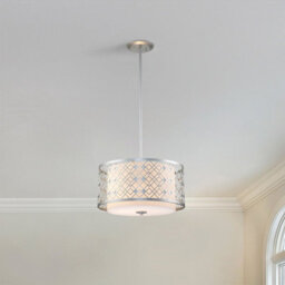 Luminosa Lighting Elstead Ziggy 2 Light Cylindrical Pendant Ceiling Light, Lacquered Silver - thumbnail 6