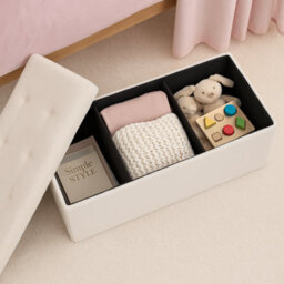Harbour Housewares Storage Ottoman - 111 X 37 X 39Cm - Cream Boucle Large Foldable Bedroom Chest Box Blanket Bench Seat With Lid - thumbnail 8