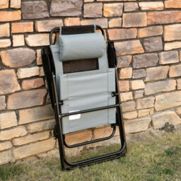 Outsunny Garden Chairs Set Of 2 Folding Camping Chair Recliners, Grey - thumbnail 7