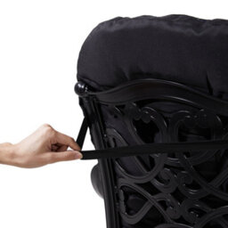 Darphe Black Water Repellent Outdoor Chair Cushion With Secure Straps - thumbnail 6