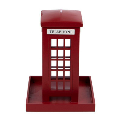 Redwood Leisure Redwood - Telephone Box Wooden Bird Feeder - Red - image 1