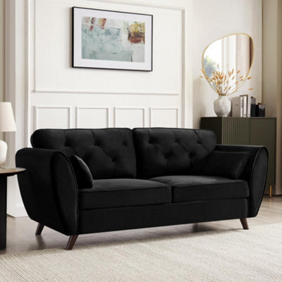 Home Detail Mona 3 Seater Sofa, Black Velvet - image 1