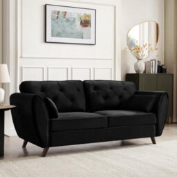 Home Detail Mona 3 Seater Sofa, Black Velvet - thumbnail 1