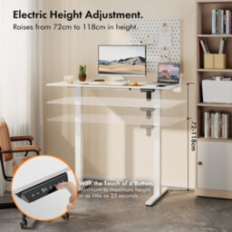 Vonhaus Electric Standing Desk, Height Adjustable Sit Stand Desk, 3 Height Preset Technology, 120X60Cm, White Desktop & Frame - thumbnail 2