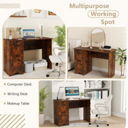 Costway Computer Desk With 2 Drawers Home Office Writing Desk Rustic Brown - thumbnail 8