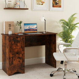 Costway Computer Desk With 2 Drawers Home Office Writing Desk Rustic Brown - thumbnail 4