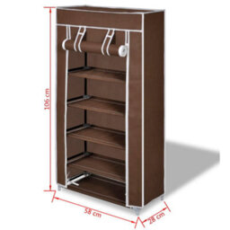 Berkfield Fabric Shoe Cabinet With Cover 58 X 28 X 106 Cm Brown - thumbnail 7