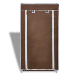 Berkfield Fabric Shoe Cabinet With Cover 58 X 28 X 106 Cm Brown - thumbnail 2