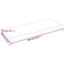 Berkfield Wall Shelf Light Brown 100X40X6 Cm Treated Solid Wood Oak - thumbnail 4
