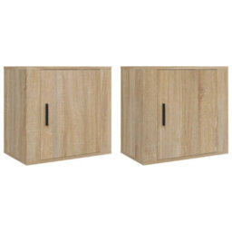 Berkfield Elegant Wall-Mounted Bedside Cabinets 2 Pcs Sonoma Oak 50X30X47 Cm - thumbnail 1