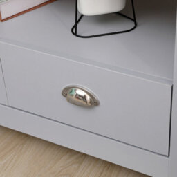 Furniturehmd Corner Tv Stand Unit Two Drawers Television Cabinet With Open Shelf Grey And Oak - thumbnail 3