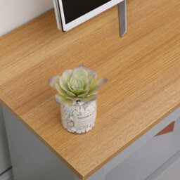 Furniturehmd Corner Tv Stand Unit Two Drawers Television Cabinet With Open Shelf Grey And Oak - thumbnail 4