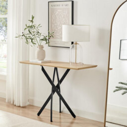 Furniturebox Uk Leonardo Oak Veneer Console Table - thumbnail 1