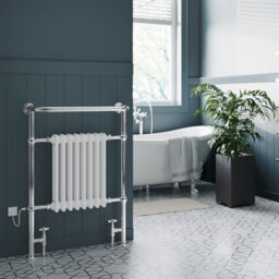 Uk Radiators 1921Btu H963mm X W673mm White Traditional Standard Column Dual Fuel Heated Towel Rail Arundel - thumbnail 2