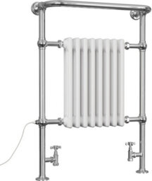Uk Radiators 1921Btu H963mm X W673mm White Traditional Standard Column Dual Fuel Heated Towel Rail Arundel