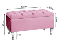 Londona 180Cm Chesterfield Ottoman Storage Bench - Plush Velvet Shoe Bench - Pink Upholstery Footstool With Storage - thumbnail 3