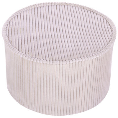 Wyld And Coco Pouffe Light Beige Cotton 40 X 25 Cm Round Corduroy-Style - image 1