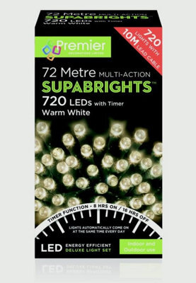 Multi Action Supabrights Christmas Timer Fairy Lights - 720 Leds - Warm White