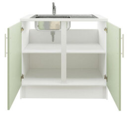 Jd Greta 1000mm Utility Room Sink Unit With Tap, Kitchen Base Cabinet - Sage Green Matt - thumbnail 3