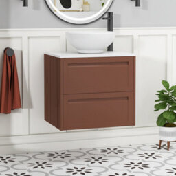 Royal Bathrooms Royal Bathroom Elmore 600mm Terracotta Clay Wall Mounted Bathroom Vanity Unit 2 Drawer Plain White Worktop With Breeze Basin - thumbnail 1