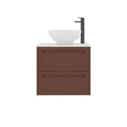 Royal Bathrooms Royal Bathroom Elmore 600mm Terracotta Clay Wall Mounted Bathroom Vanity Unit 2 Drawer Plain White Worktop With Breeze Basin - thumbnail 7