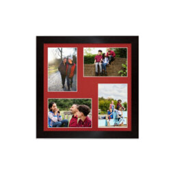 AK Frames 12X12 Matte Black Modern Multi Photo Frame With Crimson Mount - Holds 4 Apertures (4X) 6X4 Photos - thumbnail 1