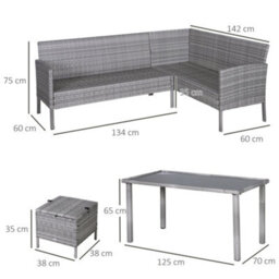 Wyld Haus Mora Rattan 7-Seater Outdoor Dining Set With 2 Sofa Sections, 2 Footstools And Rectangular Table - thumbnail 4
