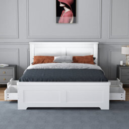 Save On Goods UK 5Ft King Size 4 Drawer Storage, Solid,strong,white Painted Wood Bed Frame.wooden Bedstead - thumbnail 2