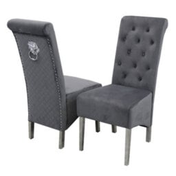 Stratus Interiors Emma Tall Lion Knocker Velvet Dining Chair - Beige - thumbnail 9