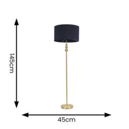 Valuelights Marissa Gold Stacked Ball Floor Lamp With Navy Blue Drum Shade - thumbnail 6