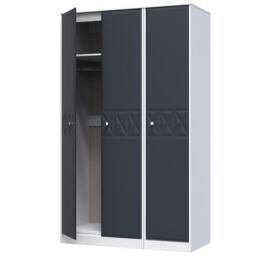 San Jose Ready Assembled Contemporary Matt Indigo & White Tall Triple Wardrobe (H)1970mm (W)1110mm (D)530mm - thumbnail 3
