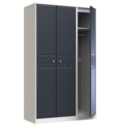 San Jose Ready Assembled Contemporary Matt Indigo & White Tall Triple Wardrobe (H)1970mm (W)1110mm (D)530mm - thumbnail 4