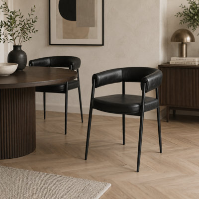 Where Saints Go Ltd Dining Chair Skipper Pack Of 2 Black Pu Leather Metal Base By Where Saints Go - image 1