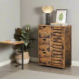Modcraft Rustic Bathroom Floor Cabinet With 3 Drawers & Adjustable Shelves , Wooden Storage Unit For Bathroom - thumbnail 2