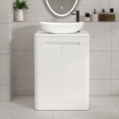 Royal Bathrooms Venice 600mm Gloss White Freestanding Bathroom Countertop Vanity Unit 2 Door With Cesar Basin - image 1