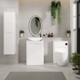 Royal Bathrooms Venice 600mm Gloss White Freestanding Bathroom Countertop Vanity Unit 2 Door With Cesar Basin - thumbnail 4